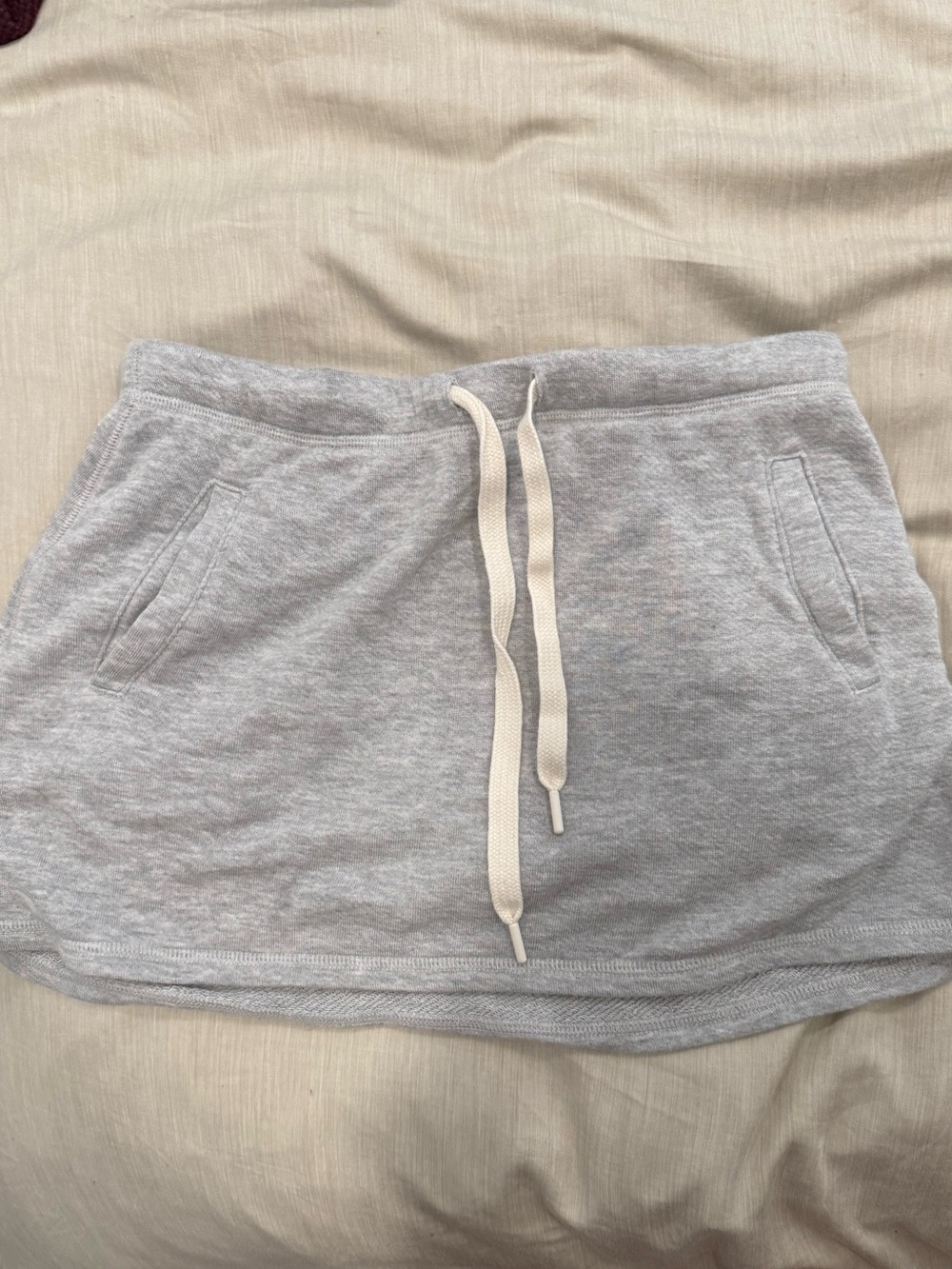 aerie Light Gray Terry Drawstring Mini Skirt